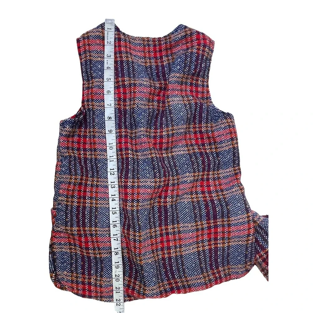 Vtg KMart 70's Girls Pants Suit Vest flare bottoms Costume Blue Red Plaid Hippie